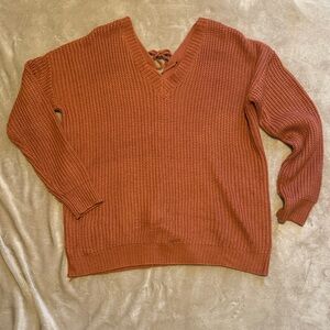 Umgee Terracotta V-Neck Sweater